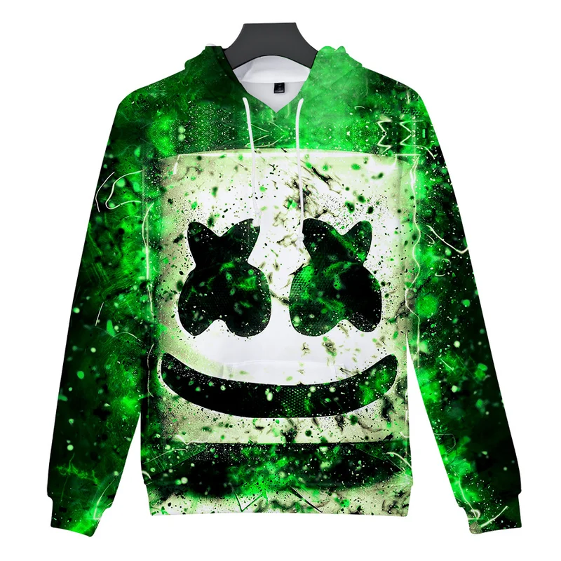 

Spring and Autumn New European and American Hot Cotton Candy Hundred DJ Marshmello 3D Digital Printing Hooded Casual Sweatshirt