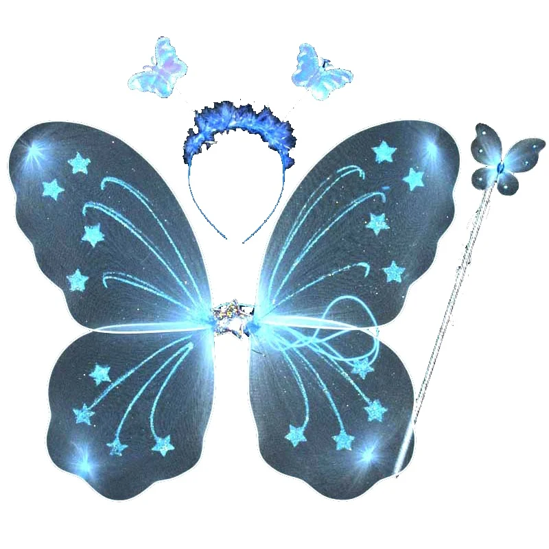 

3Pcs/set New Lovely Princess Kids Girl Butterfly Wing Wand Headband Fairy Party Costume