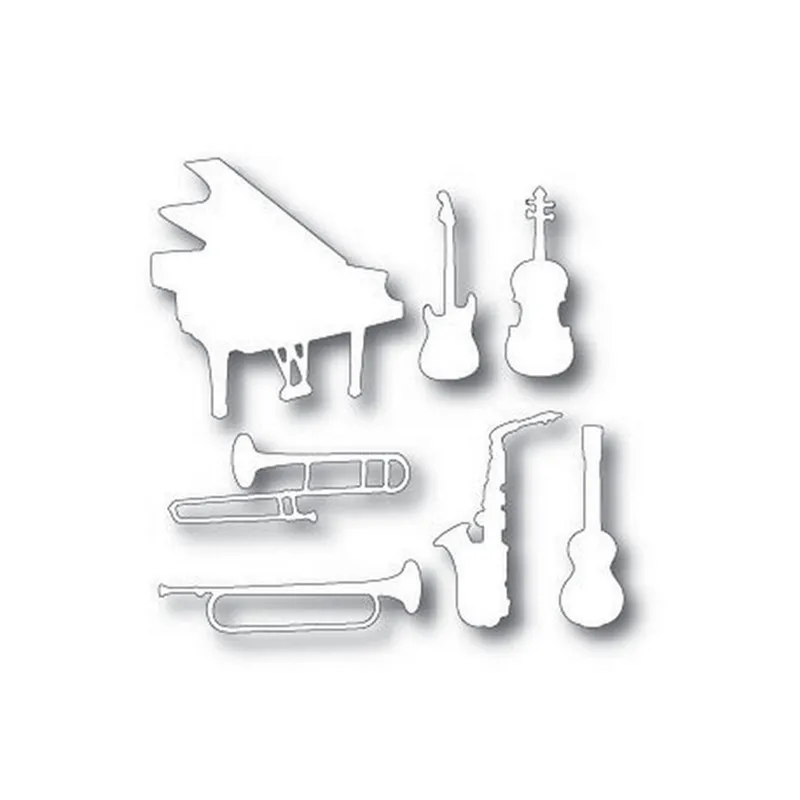 9pcs Guitar Notes Piano Metal Cutting Die Scrapbooking DIY Different Musical Instruments Steel Stencil Decorative Craft Card Laz-Tipa