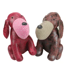 ZXZ 30cm Handmade PU Leather Dog Plush toys Gift Creative Home Decor Ornaments Animals Dog