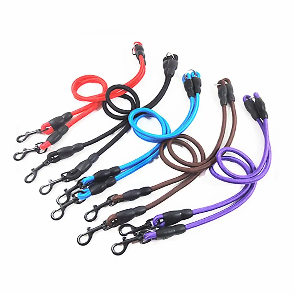 

Nylon Ribbon Double Dog Leash One Drag Braided Tangle For Walking Training Adjustable Size Pet Leads Belt Safety Traction Rope