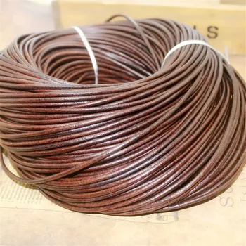 

2/3/4/5/6/8/10mm Flat Round Genuine Leather Cord Retro Dark Brown Cow Leather Cords String Rope Bracelet Findings DIY 2m/lot