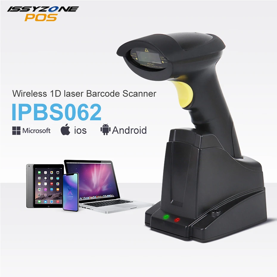 

ISSYZONEPOS 1D Barcode Scanner With Stand POS Wireless Laser Scanner Two in one Handheld Bar codes Reader For retail Warehouse