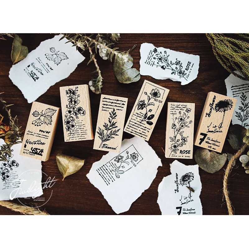 

Vintage flower & plants wood stamp Decorative DIY stationery scrapbooking Retail