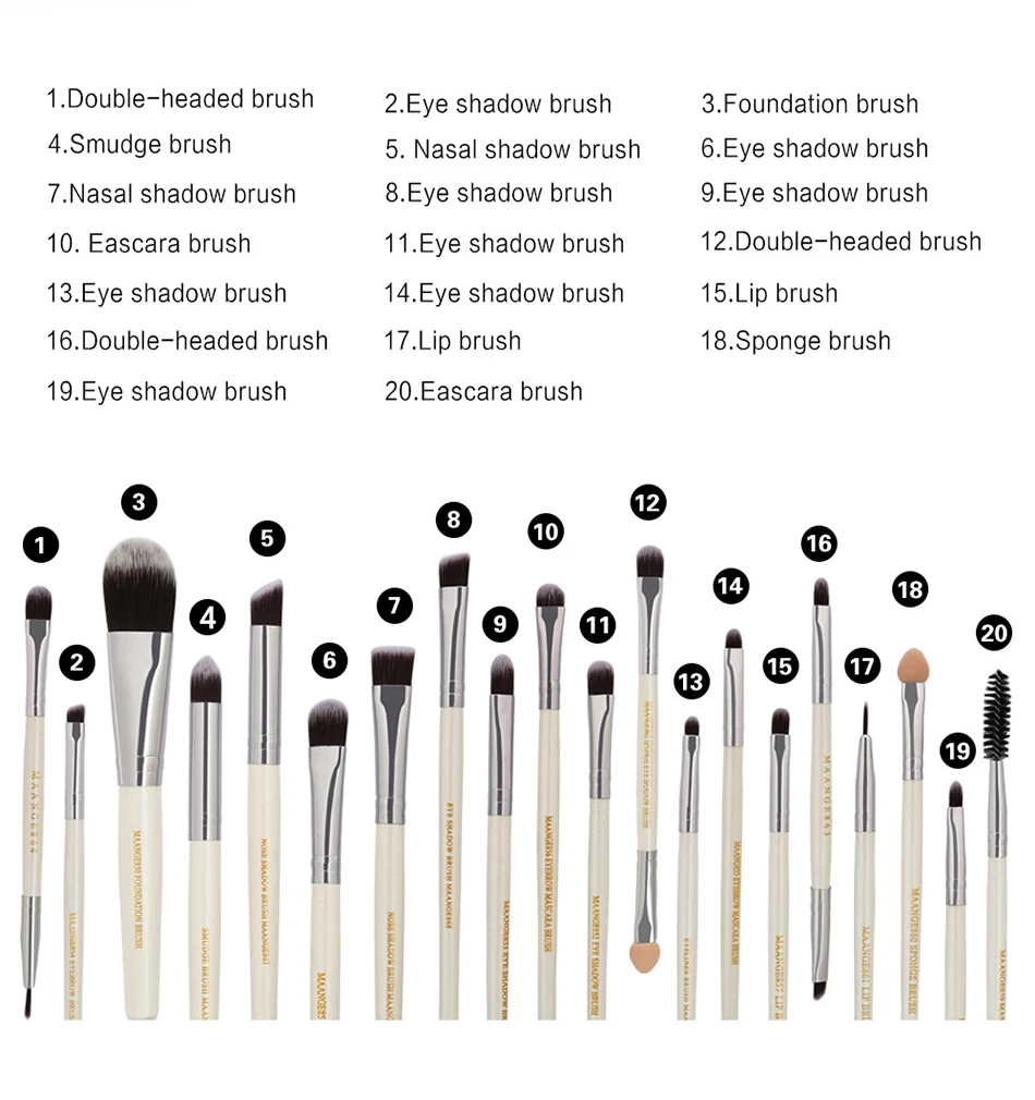 Горячая 20/22 шт. Красота кисти для макияжа Набор теней для век порошок основания кисти для макияжа Косметика для губ смесь Кисть для нанесения основы под макияж инструмент для макияжа бровей