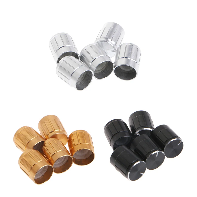 

High Quality Hot Sale 5 Pcs Aluminum Potentiometer Knob Cap Inner 6mm Volume Control Rotary Switch New 2019