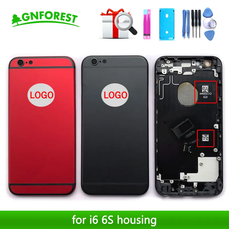

Back Housing for iPhone 6 Plus 5.5"A1522 A1524 Battery Cover Fundas+LOGO&Buttons&Sim Tray+Sticker IMEI 6s plus middle frame