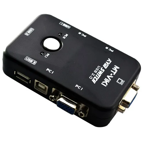 2 Port VGA/SVGA KVM Switch Box USB Devices Share Video