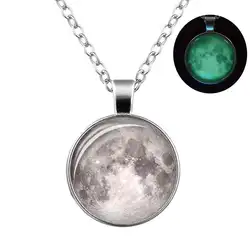 Moon Star Time Gem Blue светящееся Ожерелье Серебряная водвеска из сплава ожерелье свитер цепь эффектное ожерелье, цепочка