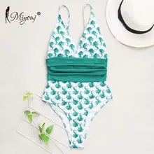Miyouj принт павлинье перо Цельный купальник сексуальный плавательный костюм для женщин бикини повязка бантик Монокини купальник Женская пляжная одежда