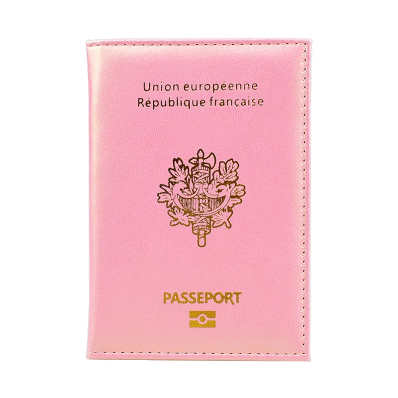 

HEQUN Exact France Passport Cover Women Pink Fashion Soft Pu Leather Passport Holder Cute Lady Girls Travel Passport Case French