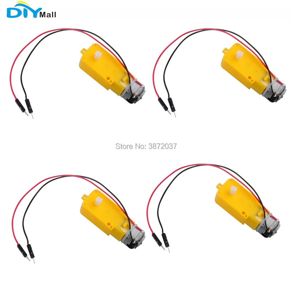 

4pcs DC Gearbox Motor TT Motor 200RPM DC 3-6V 1:48 Male Connector 200mm 28 AWG Cable for Arduino Smart Car DIYmall