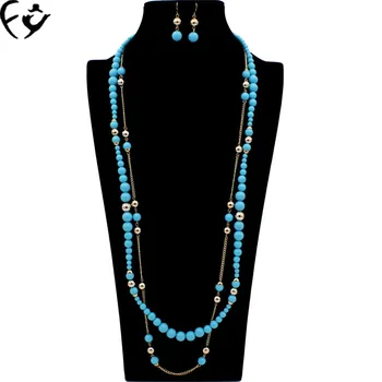 

European and American popular beaded fringe long style women necklace FY18080304