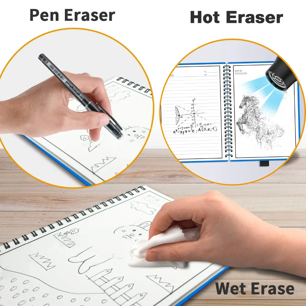 NEWYES Reusable Smart A5 Notebook Flash Storage Paper Notepad App Connection School Pocketbook Kids Gift with Erasable Pen 2019