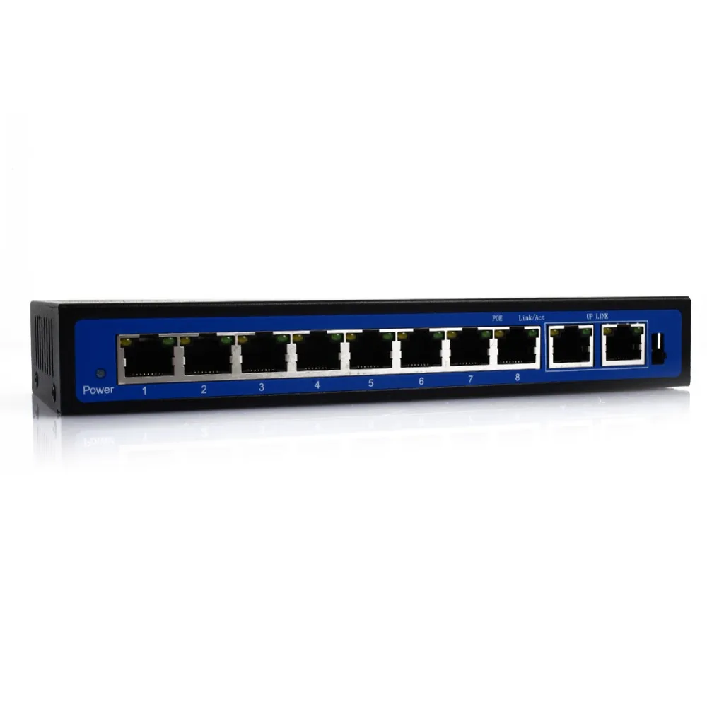 10 портов 8 PoE Инжектор POE мощность по Ethernet переключатель мощность по Ethernet POE Ethernet коммутатор сетевой камеры Адаптер питания
