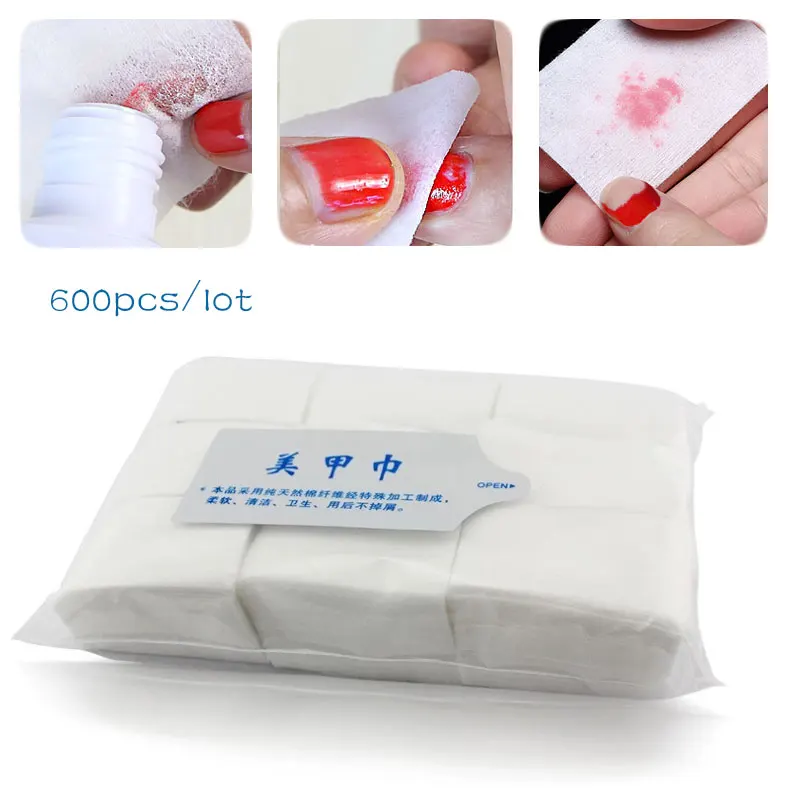 

600pcs Makeup Remover Towel Manicure Nail Polish Remover Lint-Free Wipes Cotton Napkins Nails Towel Nail UV Gel Cleansing Paper
