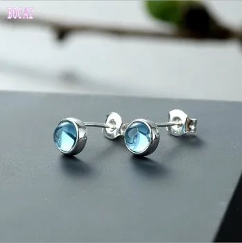 

S925 silver natural blue natural stone woman's earrings simple silver earrings fashion