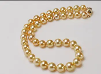 

elegant 11-13mm south sea gold round pearl necklace18inch 14K Gold Clasp KKK