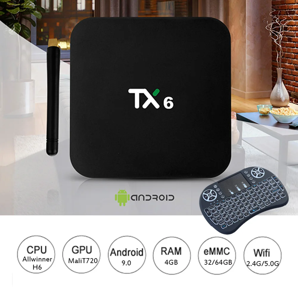 

TX6 IPTV Box Allwinner H6 4K HDR Android TV 9.0 Ultra HD 4G 64Gl Wifi 2.4G WIFI BT5.0 Set top Box Media Player