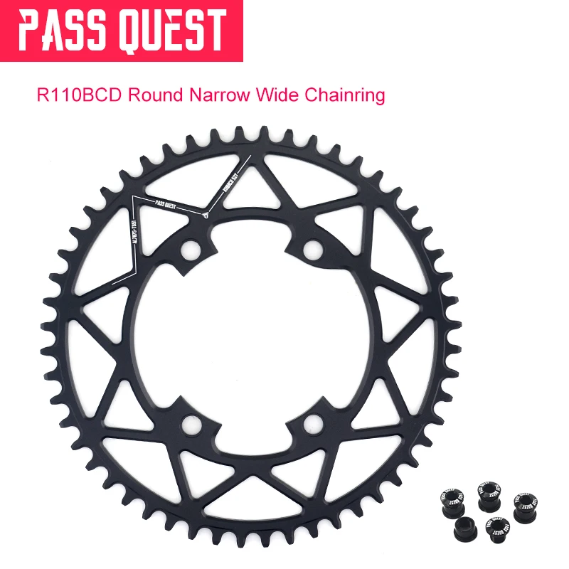 

PASS QUEST Round Narrow Wide Chainring 110BCD Road Bike Chain Wheel 40T-52T Crankset Tooth For R7000 R8000 DA9100 Disk