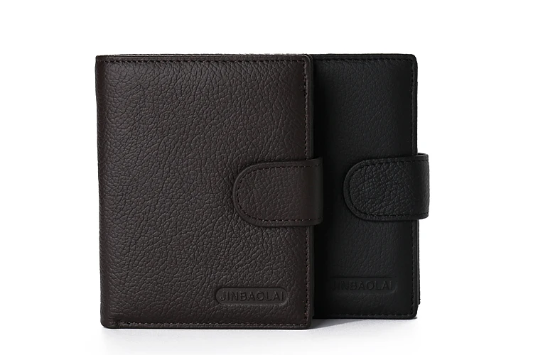 JINBAOLAI Multifunction Leather wallet men with coin pocket business wallets hasp design genuine leather male wallets coin purse