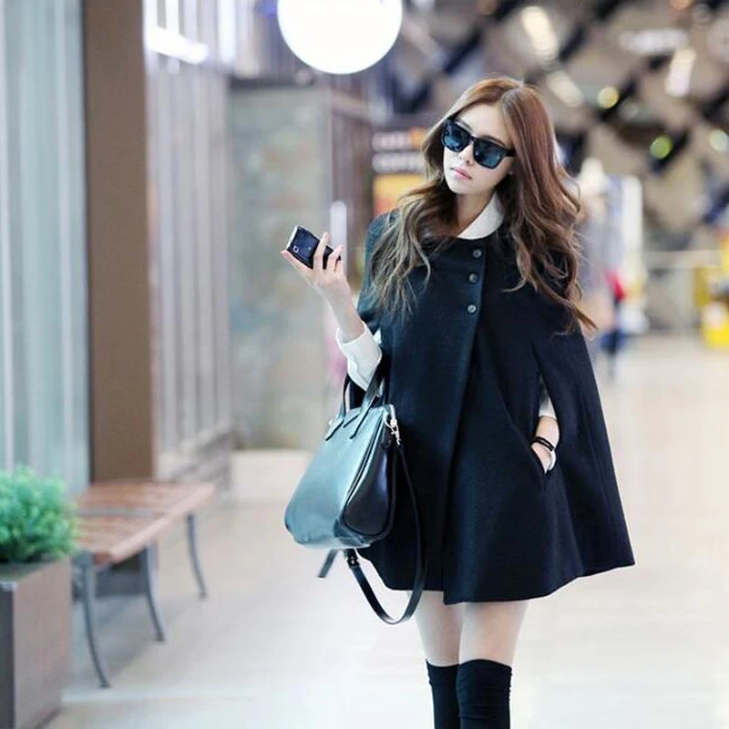 

2018 Autumn Winter Women Trench Coats Fashion Women Cloak New Korean Double -Breasted O -Neck Sleeveless Cloak Plus Size