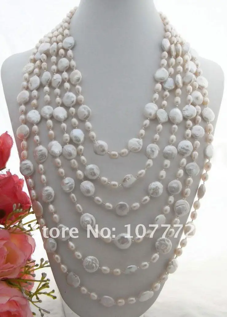 

6 strands White Pearl Necklace