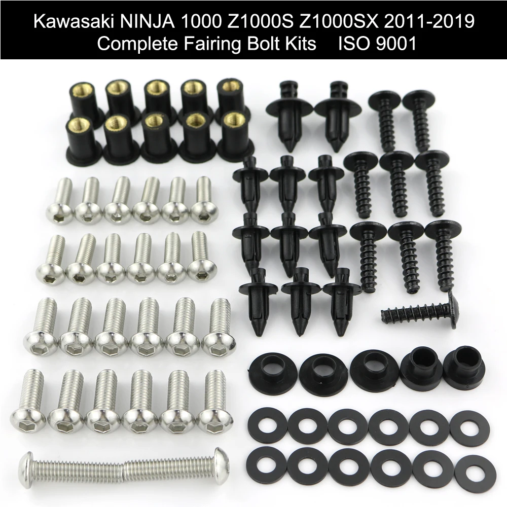 

For Kawasaki Ninja 1000 Z1000S Z1000SX 2011-2019 Complete Full Fairing Bolts Kit Clips Nuts Covering Bolts Screw Stainless Steel