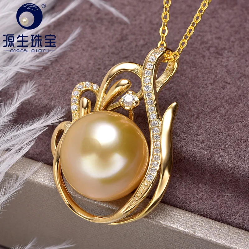 

YS 11-12mm Saltwater South Sea Pearl Pendant 925 Silver Pendant Necklace