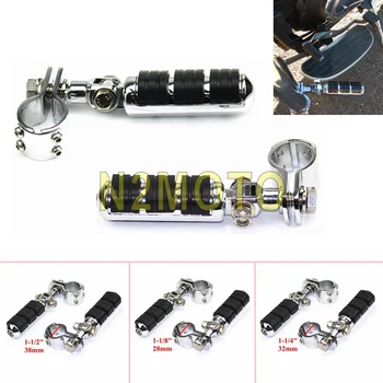 

Chrome Foot Pegs Wing Footrest With Clevis 1-1/2" 1-1/4" 1 1/8" Clamps 28mm 32mm 38mm Engine Guard Crash Bar For Harley