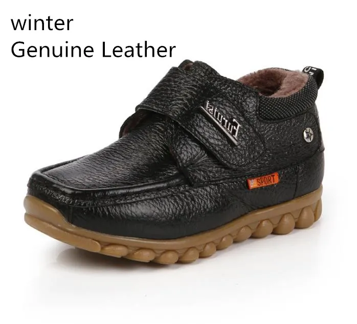 Супер качество, 1 пара, обувь из натуральной кожи, зимние кроссовки, детская обувь, горячая распродажа, обувь для мальчиков - Цвет: Черный
