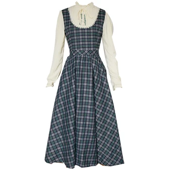 

Beach Dress Rushed Polyester Bud Plaid Ruffles Empire Free Shipping 2019 Spring New Lolita Dress Full Checked Off Two Pieces Of