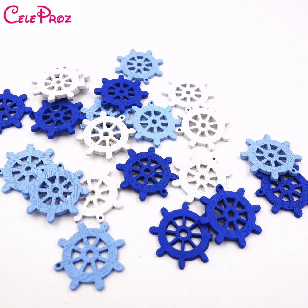 

Sailboat Rudder Anchors Wooden Button Sequin 1st Birthday Baby Shower Table Confetti DIY Earring Sewing Button