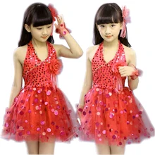 Girls Latin Dance Costumes Children Kids Sequins Fringe Stage Performance Dress Veil Competition Girls Ballroom Dance Costumes