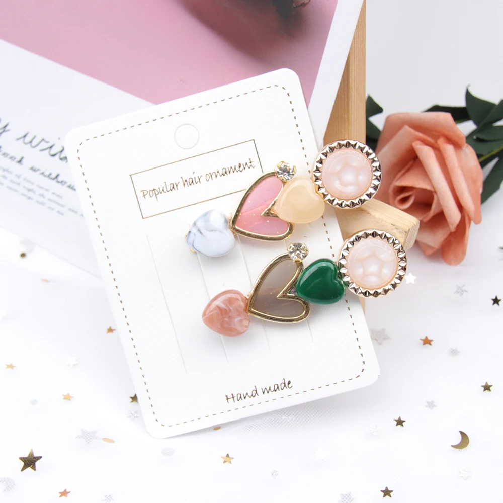 

AHB Hair Accessories 1Pc Pearl Heart Hair Clips for Women Colorful Hairgrip Korean Hairpin Fashion Girls Hair Accessories