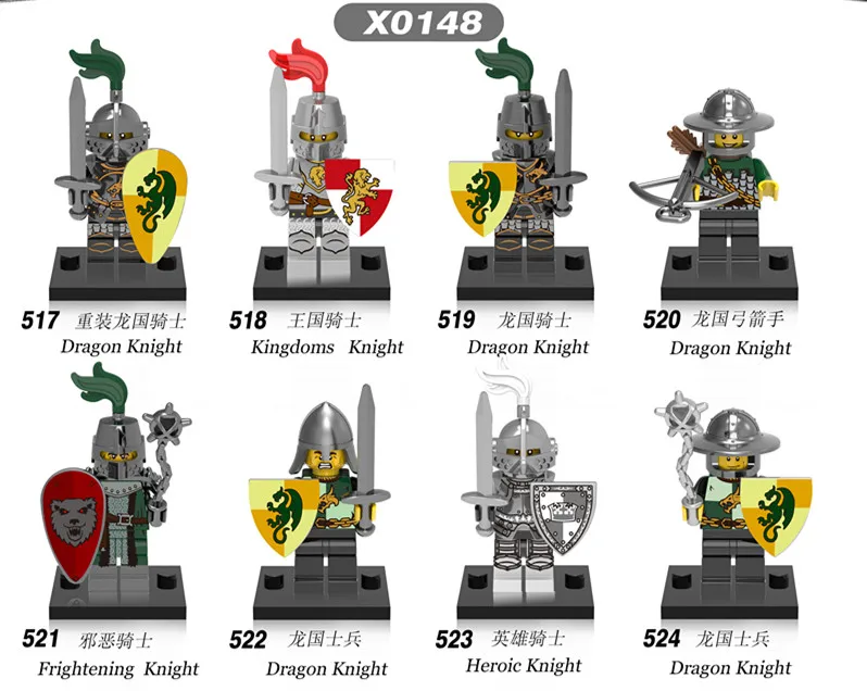 

x0148 Medieval Knights Super Heroes Gladiatus figures kingdom knight frieghtening Dragon kinight Warrior Building Blocks Toys