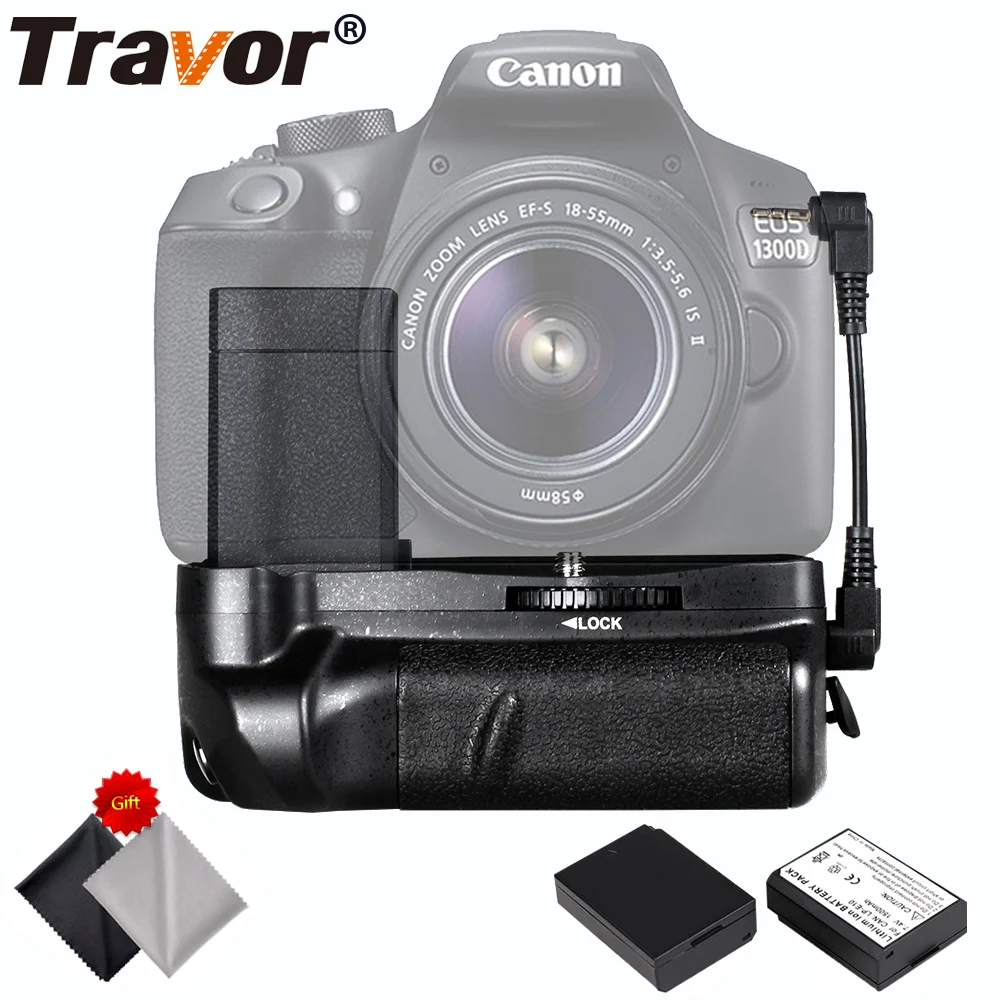 

Travor Camera Battery Grip Holder For Canon 1100D 1200D 1300D EOS Kiss X50 DSLR Battery Handle Gift 2PCS LP-E10 Battery