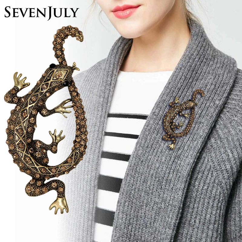 

Vivid Crystal Rhinestone Lizard Brooch Metal Animal Garment Fashion Jewelry Clothing Accessory