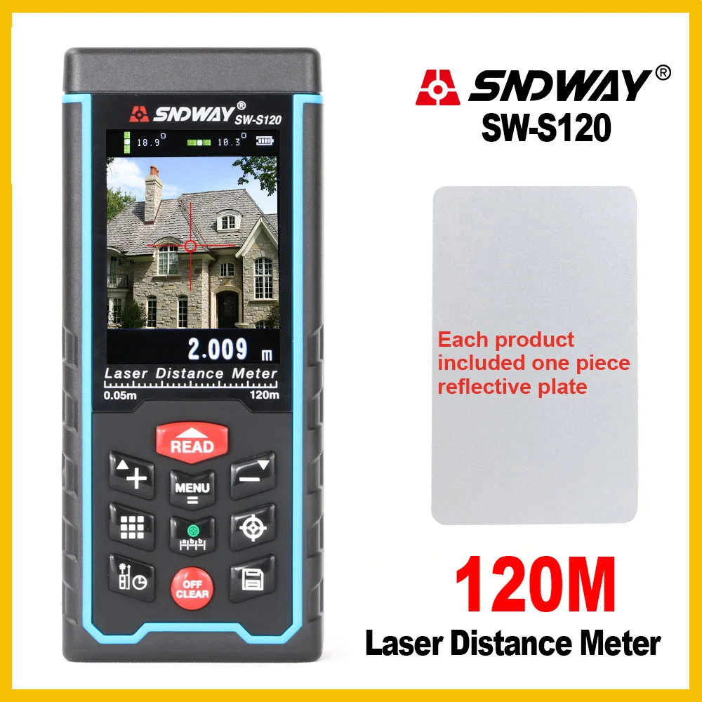 SNDWAY Laser rangefinder 120m Tilt Rechargeable Digital Camera Laser Distance Meter Laser Rangefinder SNDWAY Laser rangefinder 120m Tilt Rechargeable Digital Camera Laser Distance Meter Laser Rangefinder
