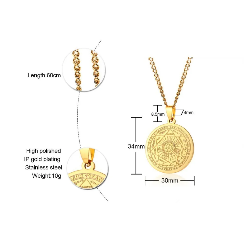 Мужские ожерелья в стиле панк с принтом Seven Archangels, Мужская подвеска из нержавеющей стали с бесплатной цепочкой 24 дюйма