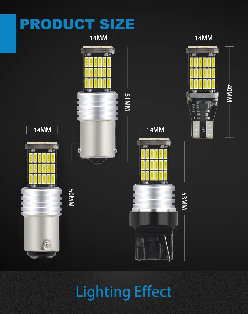 2 шт. T15 1156 BA15S P21W BAU15S PY21W W16W светодиодный CANBUS без ошибок, автомобильная задняя лампа, тормозной светильник, лампа заднего хода, белый, желтый, 12 В