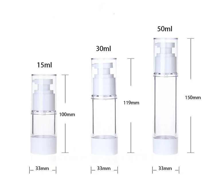 50 мл 30 шт. высокое качество liquidtoiletries безвоздушного бутылки Ясно PP сущность вакуумный насос многоразового бутылки Макияж контейнер