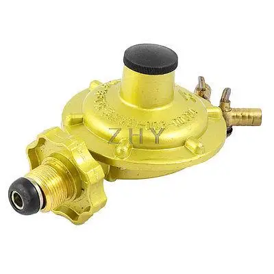 

1 Inlet 2 Outlet Compressed Gas Pressure Metal Regulator Yellow for Household
