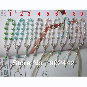 

Free Shipping 100 pcs/lot Jesus Rosary Beads Chains with Cross Pendant For Key Holder Decoration Accessories