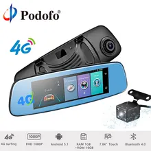 Podofo 4g 7.84 “Touch Screen ADAS Remote Monitor Dello Specchio di Retrovisione Dell’automobile DVR della Macchina Fotografica del Android Dual Lens Wifi dashcam GPS di Navigazione