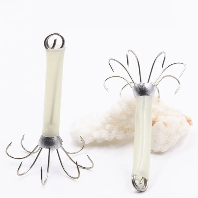 

10pcs/lot 7cm 9g Sea Fishing Lure Luminous Tube Squid Hook Squid Jigs 8 FishhooksFishing Tackle