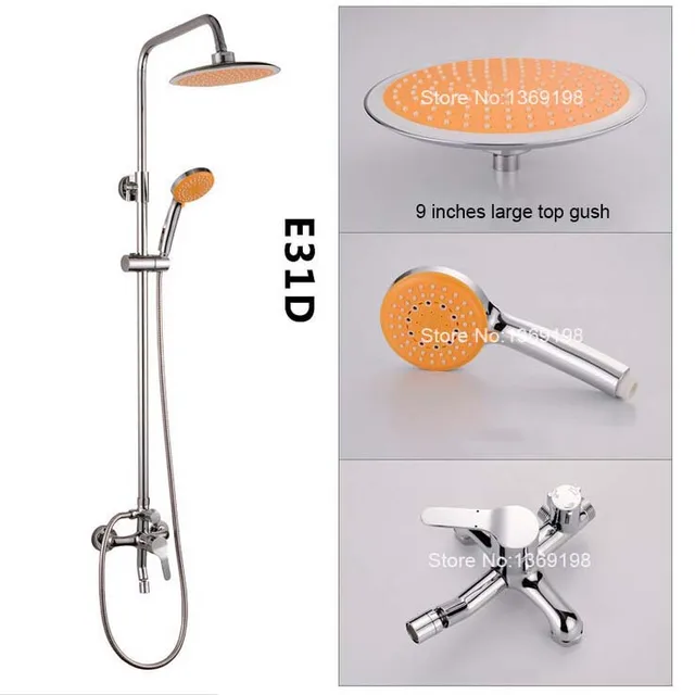 bathroom shower set faucet with 9" large showerhead ABS hand shower