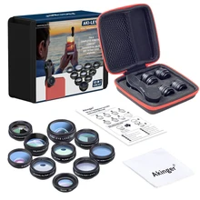 Akinger camera Lens in mobile phone lens Kit 10in1 Fisheye Wide Angle macro telescope for iphone xiaomi note samsung smartphone