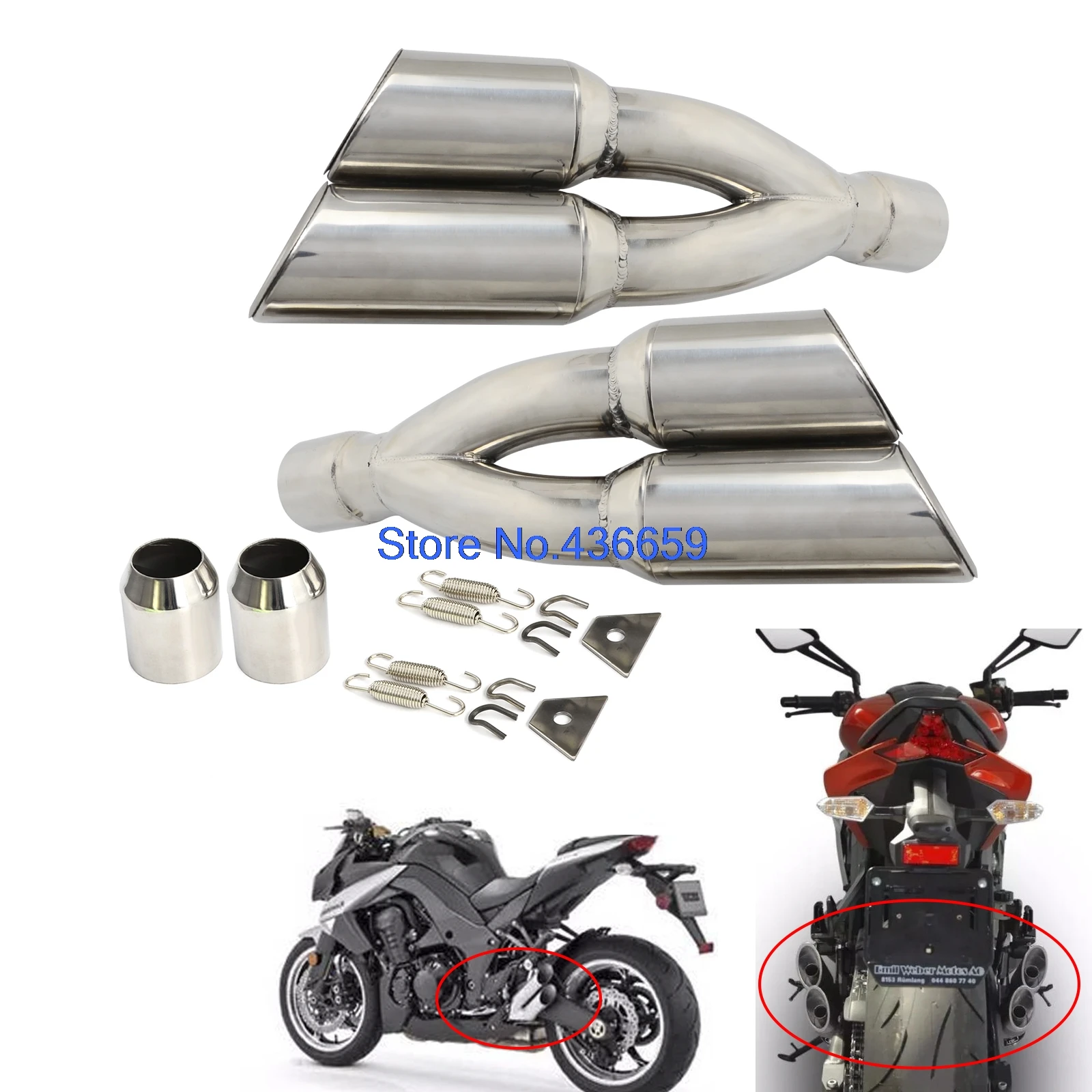 3851mm Slipon Universal Dual Exhaust Muffler Vent Pipe Slip On Motorcycle Dirt Bike Street