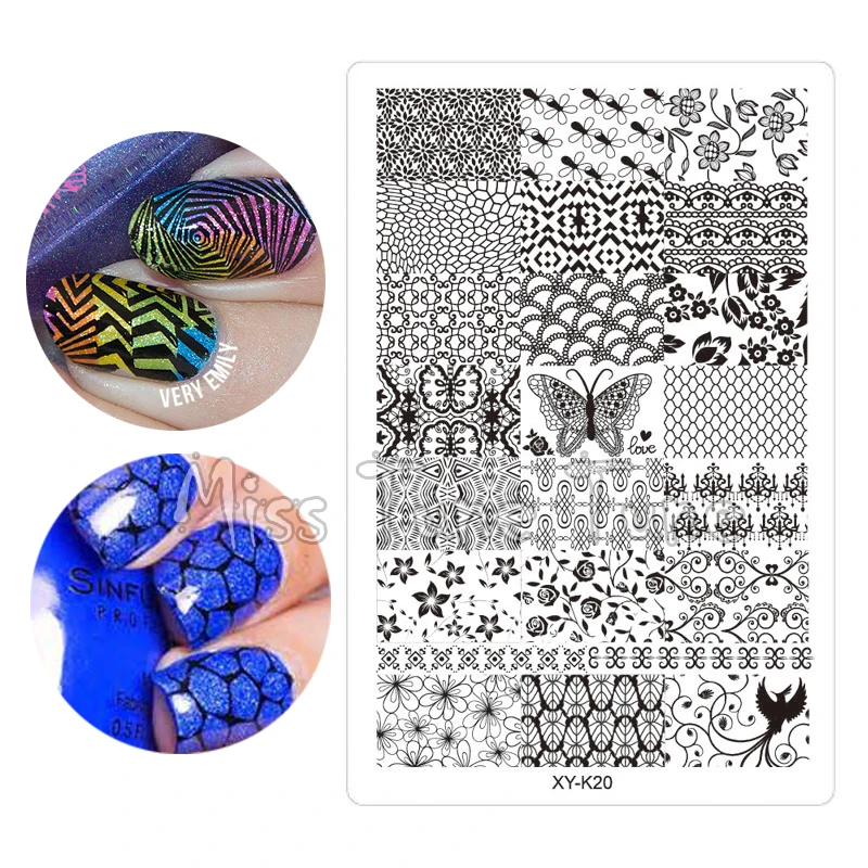 

Lightweight Acrylic Nail Stamping Plates Transparent Stamp Templates Image Polish Easy Transfer Tool XYK20 Irregular Pattern